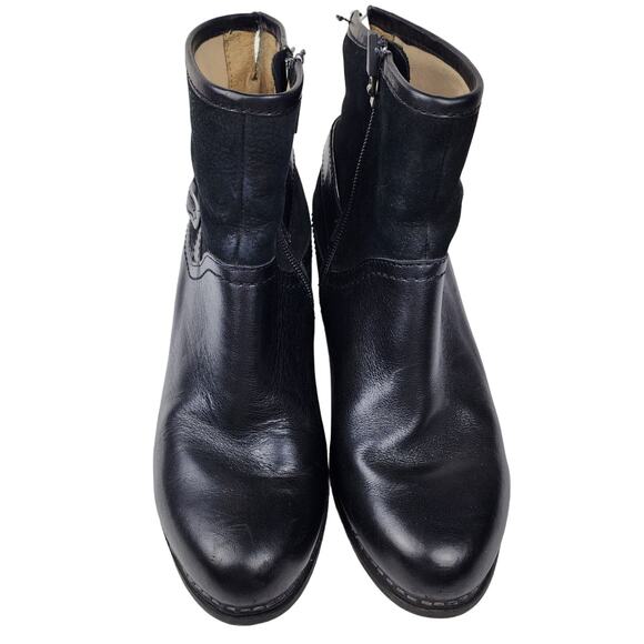 Dansko "Hayley" Black Leather & Suede Block Heeled Biker Bootie EUR. 36 US 5-5.5 - Picture 3 of 9